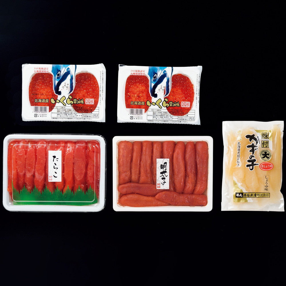 魚卵詰合せ(いくら醤油・味付け数の子・たらこ・辛子明太子) eギフト