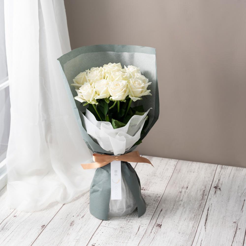 ホシファーム 届いた姿でそのまま飾れるスタンディング薔薇ブーケ ピュア12本　eギフト