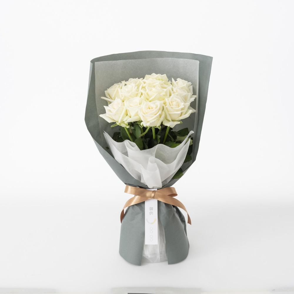 ホシファーム 届いた姿でそのまま飾れるスタンディング薔薇ブーケ ピュア12本　eギフト