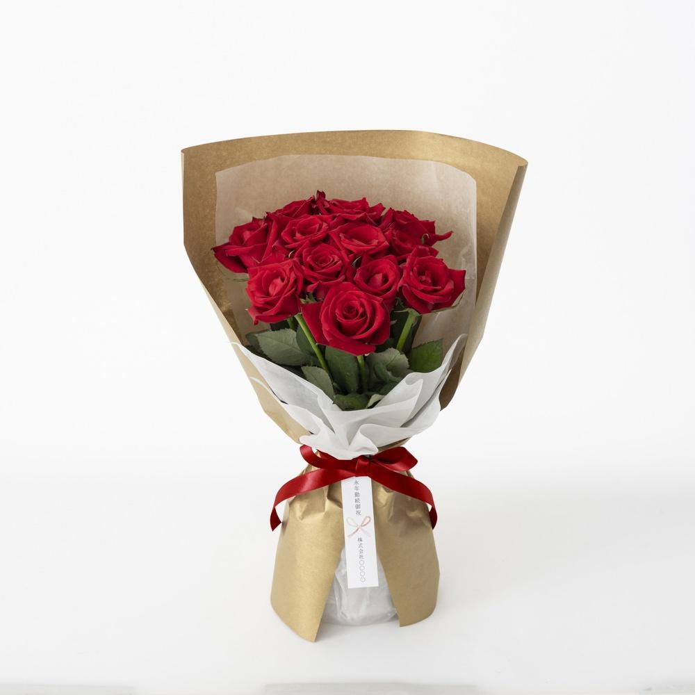 ホシファーム 届いた姿でそのまま飾れるスタンディング薔薇ブーケ ルージュ12本　eギフト