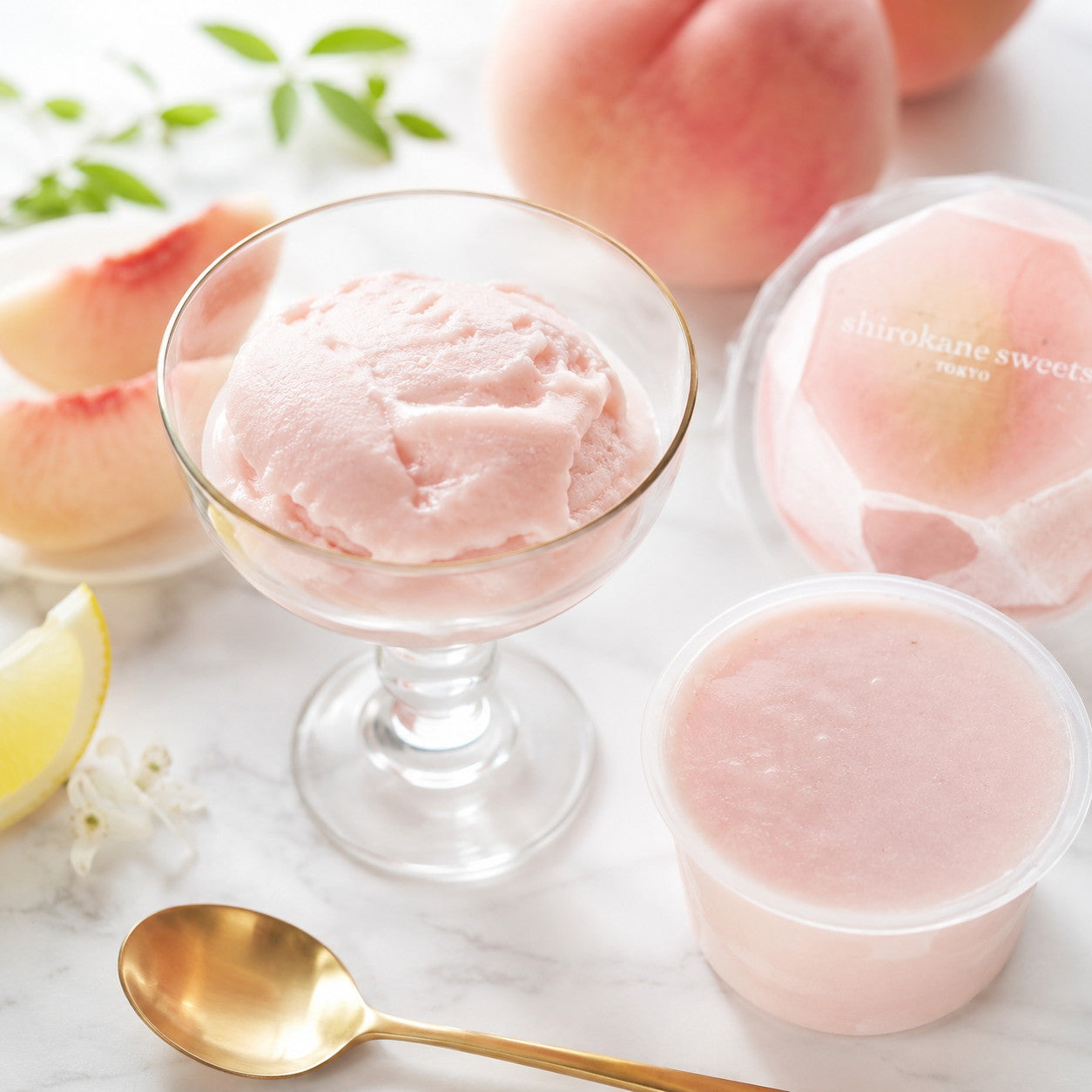 shirokane sweets TOKYOプレミアム手作りアイスクリーム　ピーチレモン　３個入り　eギフト