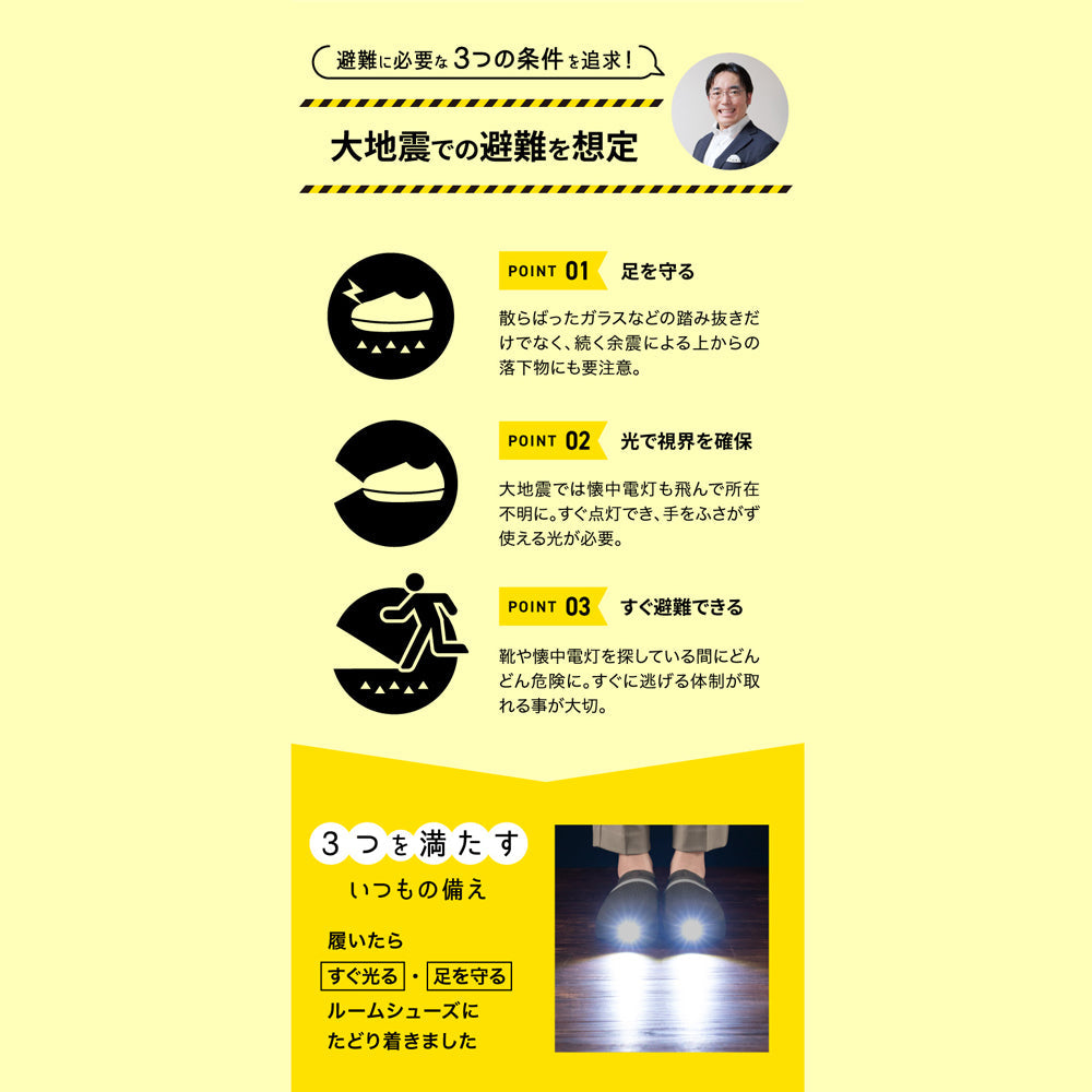 防災ブランド「SONAENO」 防災ライトルームシューズ　グリーン（L）　eギフト