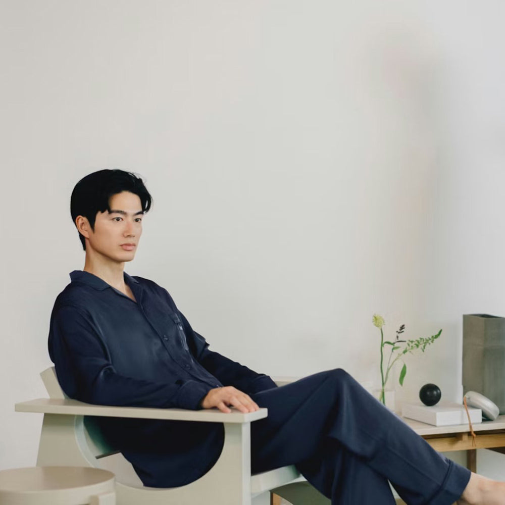 リカバリーウェア BAKUNE パジャマサテン上下(Unisex) ネイビーM　eギフト