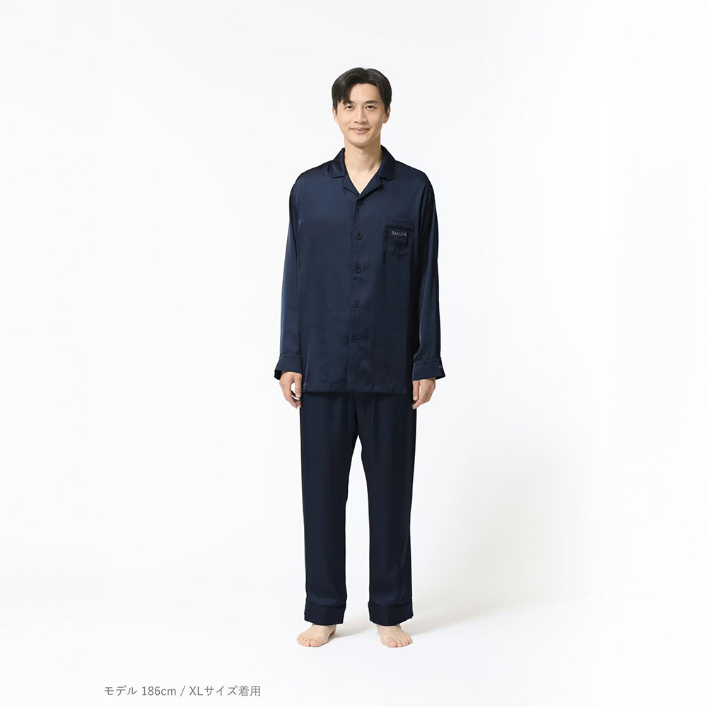 リカバリーウェア BAKUNE パジャマサテン上下(Unisex) ネイビーM　eギフト