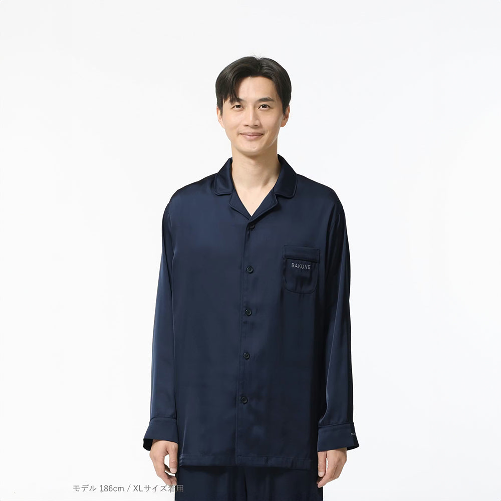 リカバリーウェア BAKUNE パジャマサテン上下(Unisex) ネイビーM　eギフト