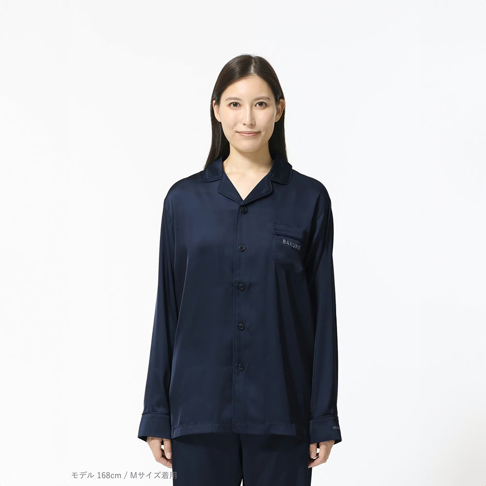 リカバリーウェア BAKUNE パジャマサテン上下(Unisex) ネイビーM　eギフト