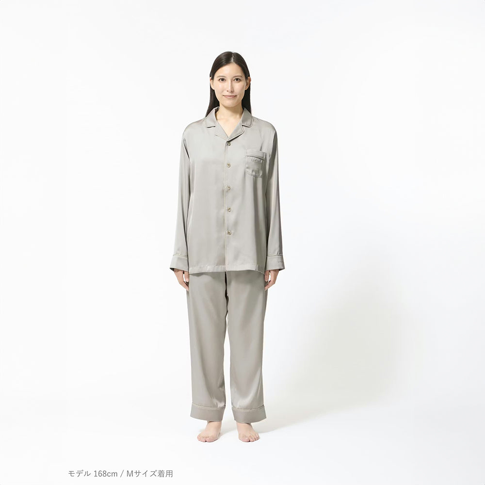 リカバリーウェア BAKUNE パジャマサテン上下(Unisex) グレージュS e
