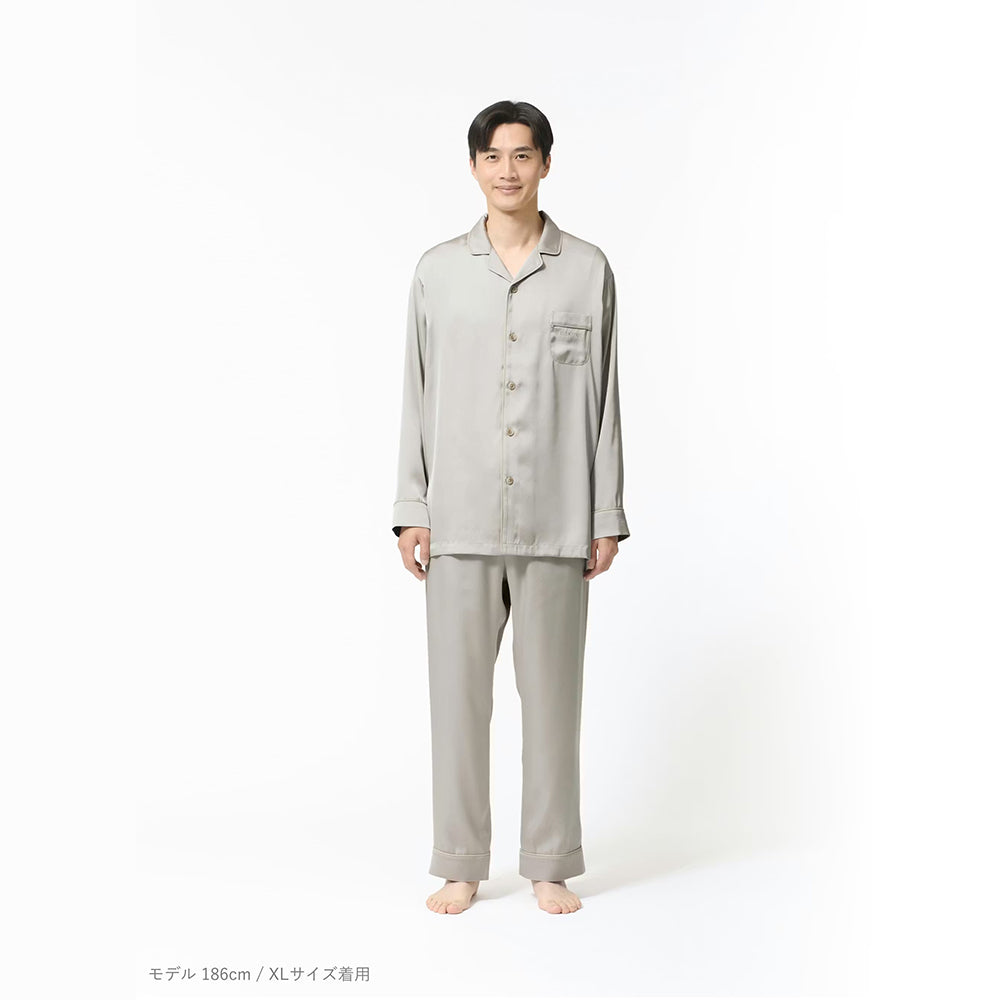 リカバリーウェア BAKUNE パジャマサテン上下(Unisex) グレージュS e