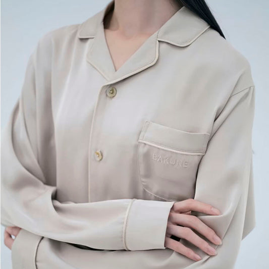 リカバリーウェア BAKUNE パジャマサテン上下(Unisex) グレージュL　eギフト