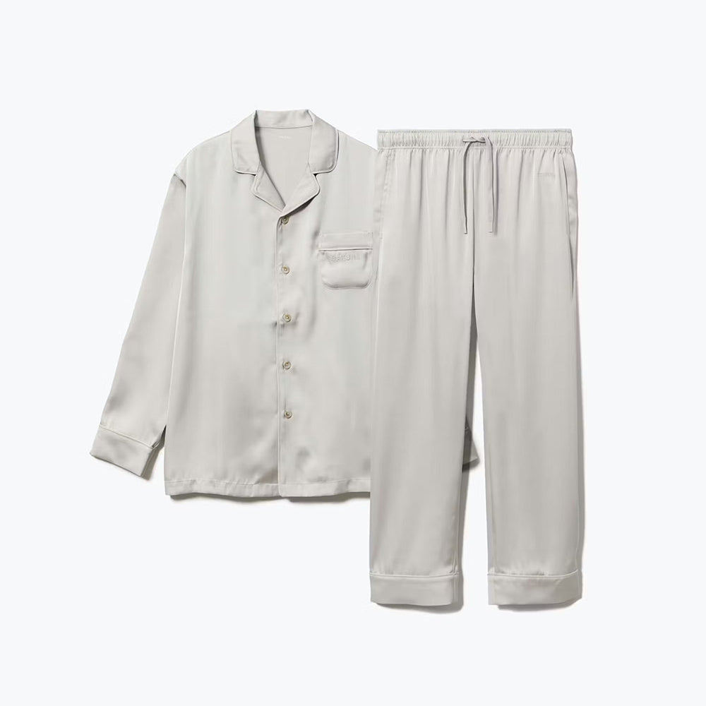 リカバリーウェア BAKUNE パジャマサテン上下(Unisex) グレージュXL e