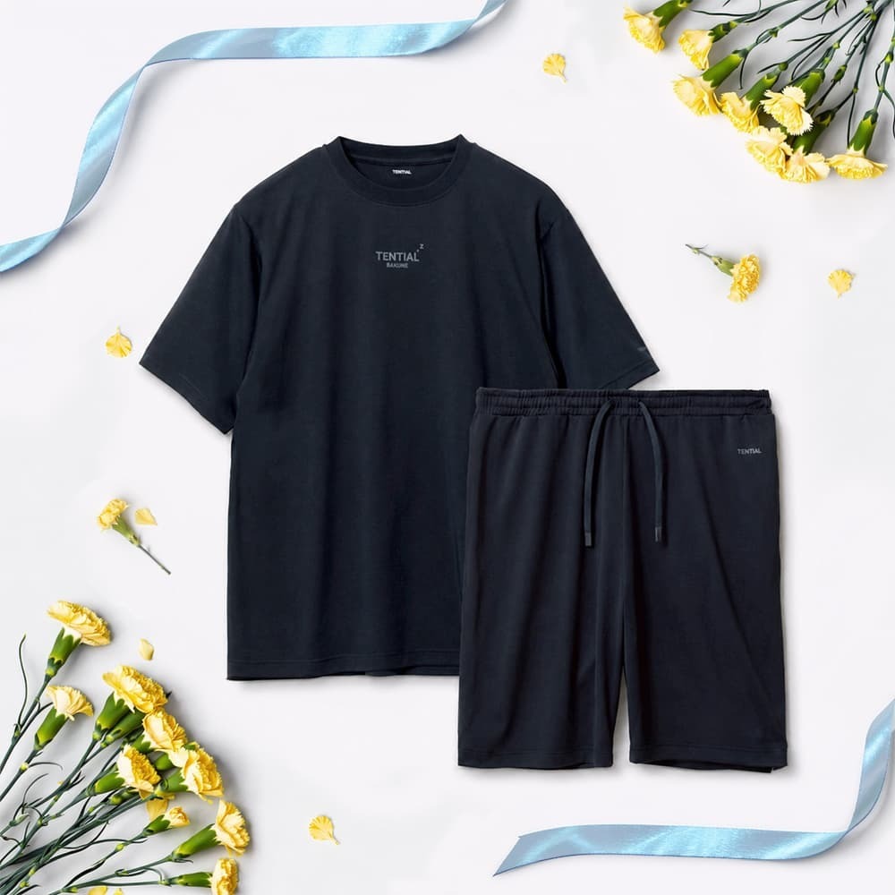 リカバリーウェア BAKUNE Dry Men's 半袖上下セット ネイビー M 【一般