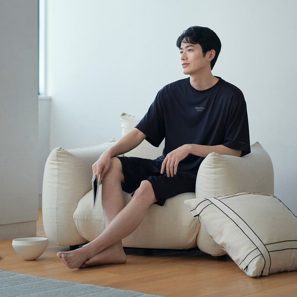 リカバリーウェア BAKUNE Dry Men's 半袖上下セット ネイビー L 【一般