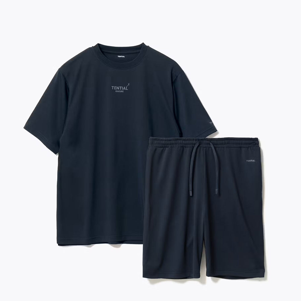 リカバリーウェア BAKUNE Dry Men's 半袖上下セット ネイビー L 【一般