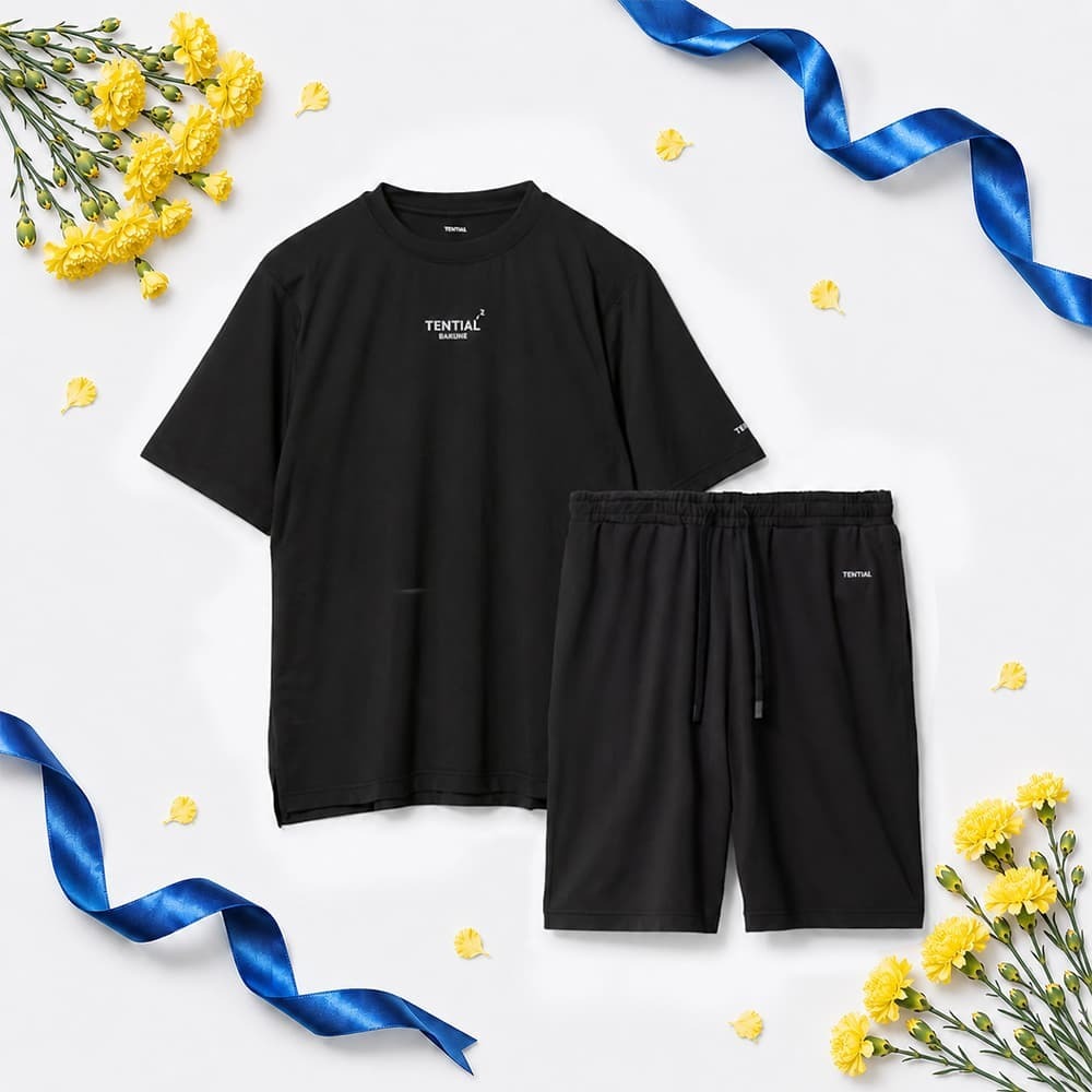 リカバリーウェア BAKUNE Dry Men's 半袖上下セット ブラック M 【一般医療機器】　eギフト