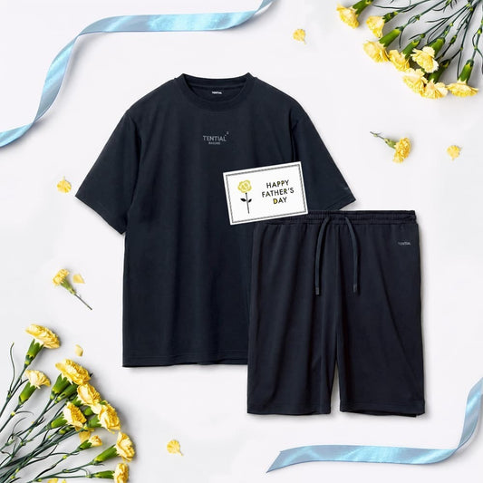 【父の日カード】 リカバリーウェア BAKUNE Dry Men's 半袖上下セット ネイビー L 【一般医療機器】　eギフト