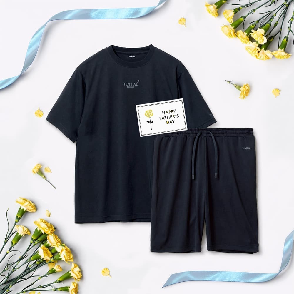 【父の日カード】 リカバリーウェア BAKUNE Dry Men's 半袖上下セット ネイビー XL 【一般医療機器】　eギフト