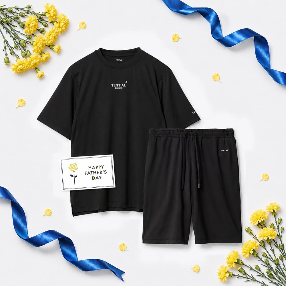 【父の日カード】 リカバリーウェア BAKUNE Dry Men's 半袖上下セット ブラック L 【一般医療機器】　eギフト