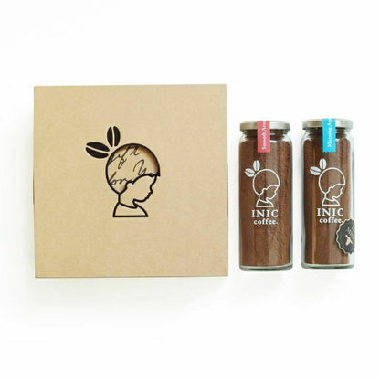 INIC coffee ドリップドコーヒーパウダー 定番2種飲み比べ ボトルセット（スムースアロマ・モーニングアロマ） ギフトカード