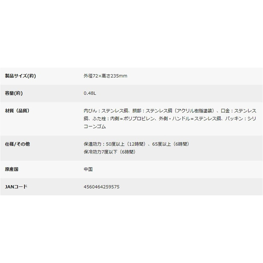 キャプテンスタッグ モンテ ハンガーボトル480（ホワイト）　eギフト
