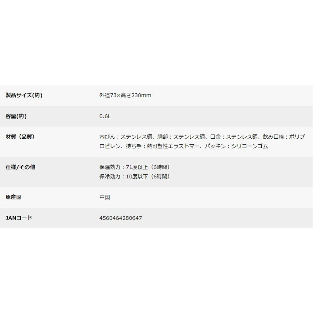 キャプテンスタッグ HDワンタッチボトル600（シルバー）　eギフト