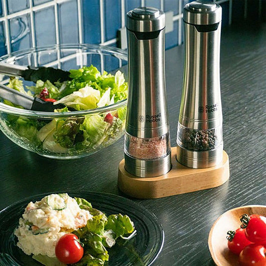 Russell Hobbs(ラッセルホブス) 電動ミル ソルト&ペッパー ウッドスタンド セット　eギフト