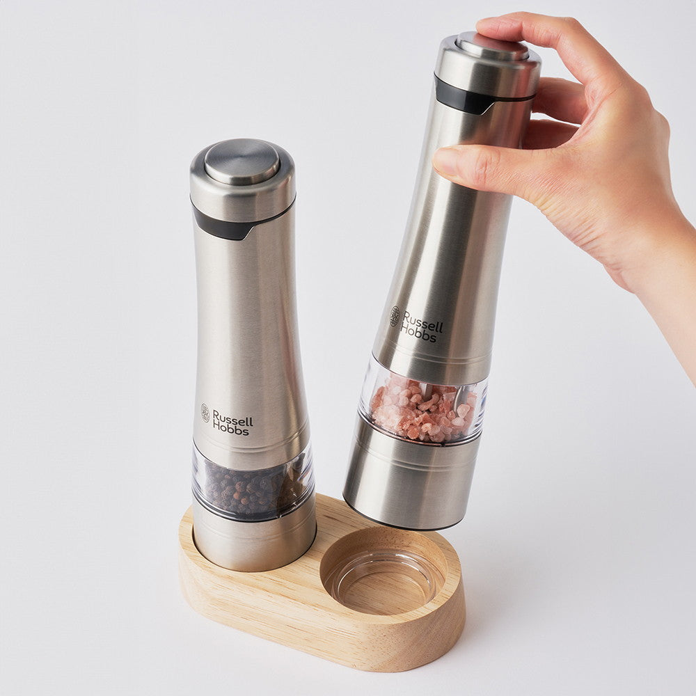 Russell Hobbs(ラッセルホブス) 電動ミル ソルト&ペッパー ウッドスタンド セット　eギフト