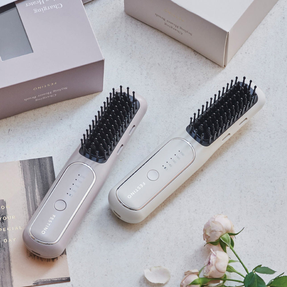 FESTINO（フェスティノ）充電式スタイリング ヒーターブラシ サンドベージュ ギフトカード