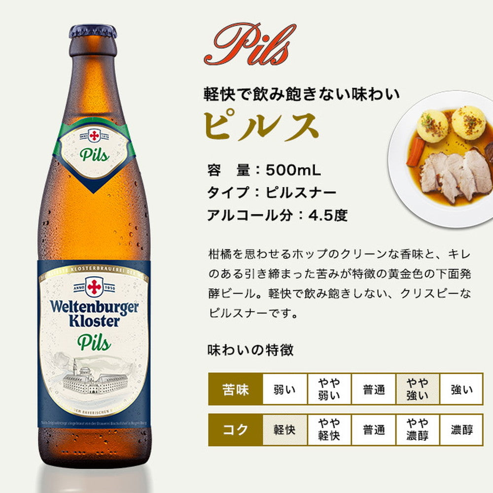 ヴェルテンブルガーピルス(ドイツ)瓶500ml【20本(1ケース)】　eギフト