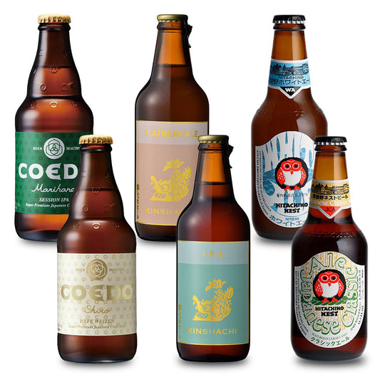 厳選クラフトビール IPA&ホワイトビール 飲み比べ(金シャチ・コエド・常陸野ネスト 330ml)6種6本　eギフト