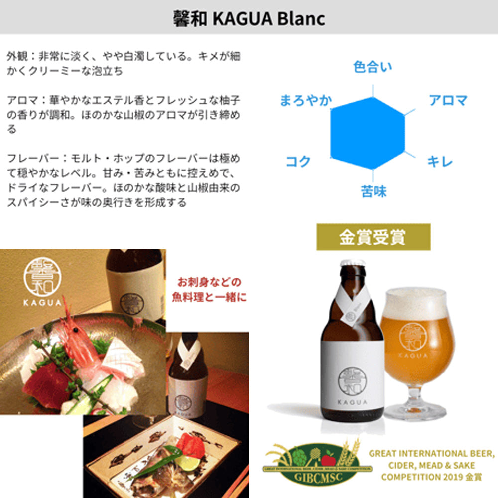 山梨発クラフトビール 馨和KAGUA(カグア)Blanc 6本　eギフト