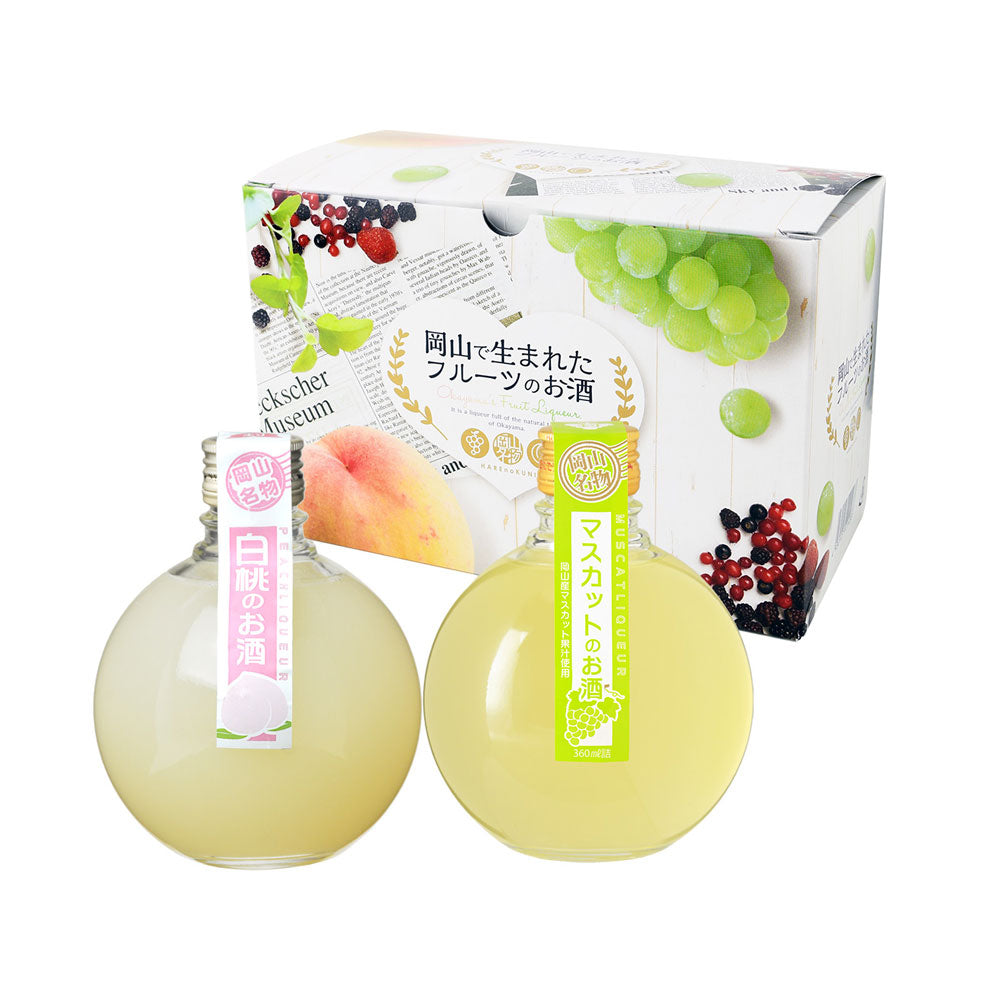 岡山で生まれたフルーツの2種お酒セット(白桃・マスカット)　eギフト