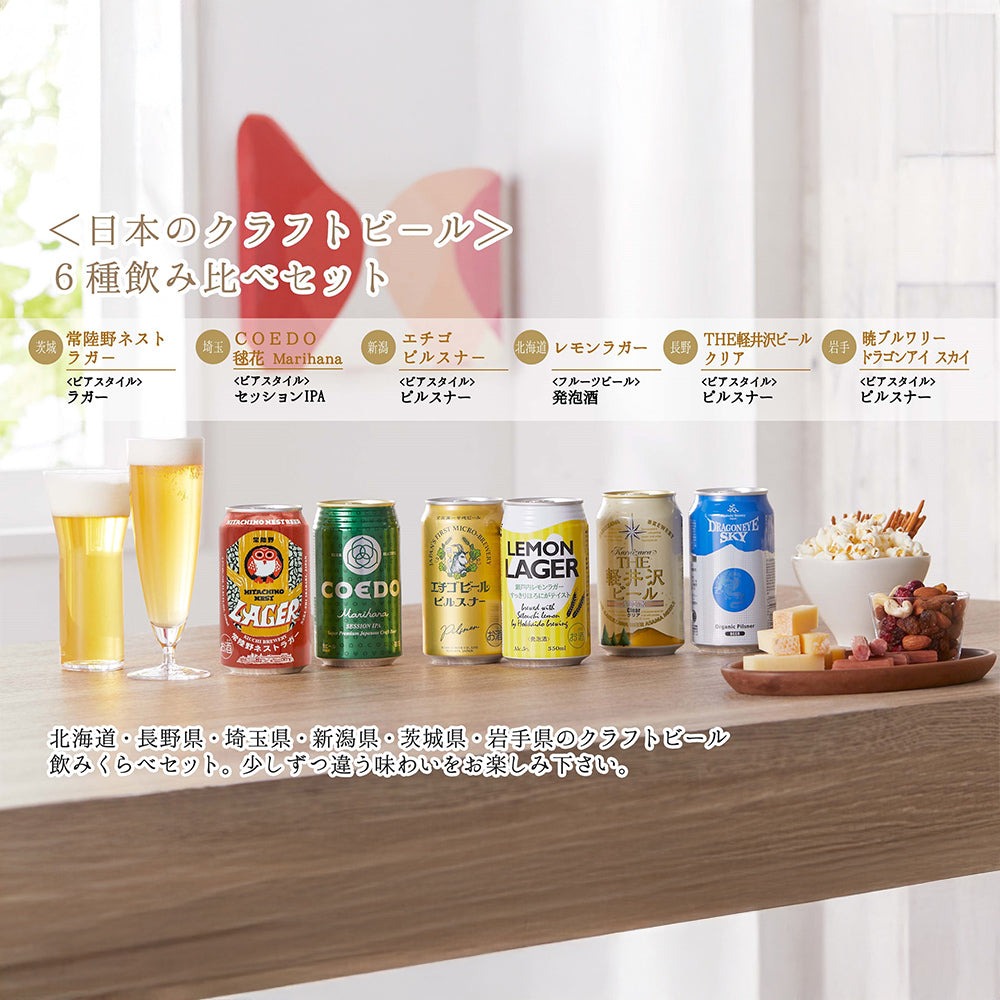 国産クラフトビール　6産地 飲み比べ 6本　eギフト