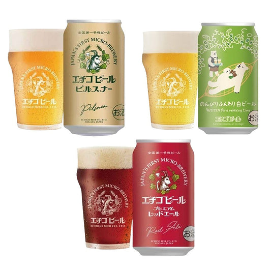新潟クラフトビール エチゴビール 3種飲み比べ(ピルスナー&プレミアム&のんびり 各1本)缶350ml　eギフト