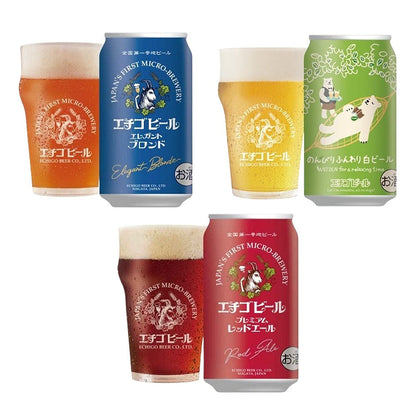 新潟クラフトビール エチゴビール 3種飲み比べ(プレミアム&エレガント&のんびり 各1本)缶350ml　eギフト