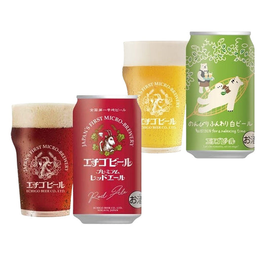 新潟クラフトビール エチゴビール 2種飲み比べ(プレミアム&のんびり 各2本)缶350ml　eギフト