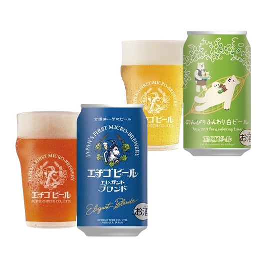 新潟クラフトビール エチゴビール 2種飲み比べ(エレガント&のんびり 各2本)缶350ml　eギフト